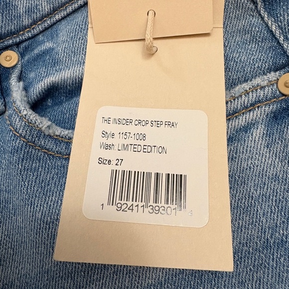 MOTHER The Insider Crop Step Fray Bootcut Jeans Limited Edition Wash Size 27 NEW - Picture 16 of 16